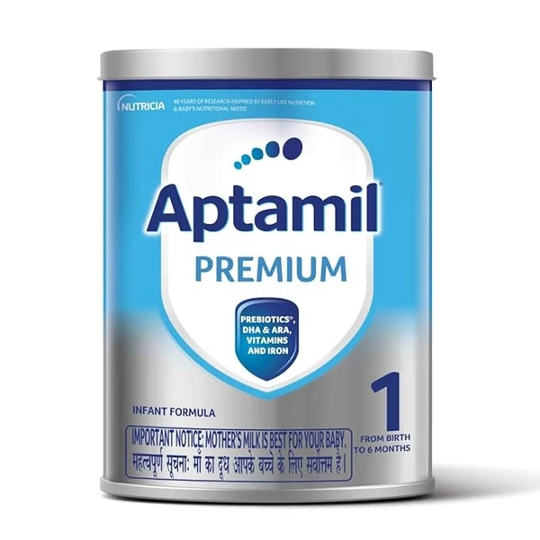 Aptamil Premium Infant Formula Milk Powder for Babies - Stage 1 (Upto 6 Months) - with Prebiotics and DHA - 400gms - Tin