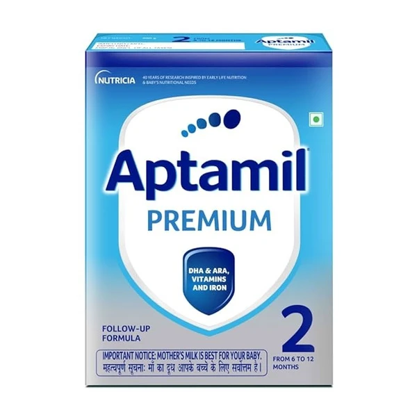 Aptamil Premium Infant Formula Milk Powder for Babies - Stage 2 (6-12 Months) - with Prebiotics and DHA - 400gms - BIB Pack