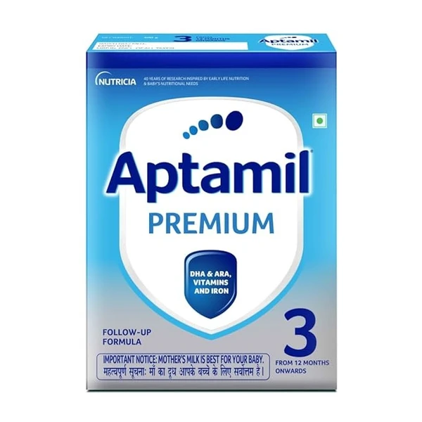Aptamil Premium Infant Formula Milk Powder for Babies - Stage 3 (12-24 Months) - with Prebiotics and DHA - 400gms - BIB Pack