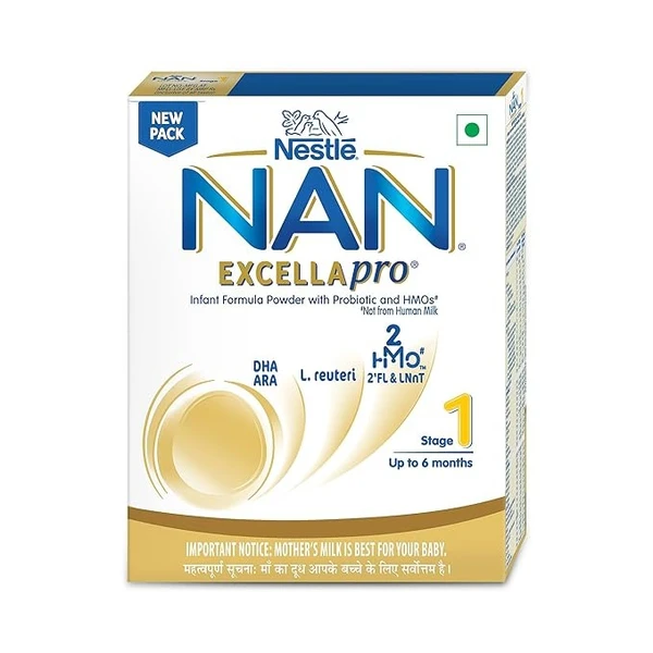 Nestle NAN EXCELLAPRO 1 Infant Formula Powder with Probiotic & HMOs - Up to 6 Months, Stage 1, 400g Bag-in-Box Pack