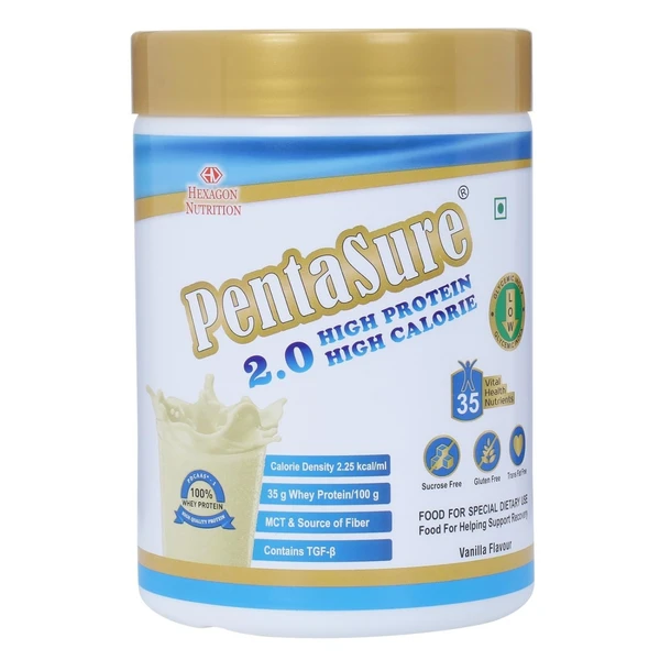 HEXAGON NUTRITION-PENTASURE 2.0-High Protein High Calorie [Lean Weight Gainer Supplement] - Vanilla flavour -1Kg