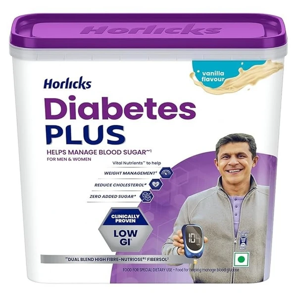 Horlicks Diabetes Plus, Vanilla, 1kg Container | Helps Manage Blood Sugar | Starts Working From Day 1