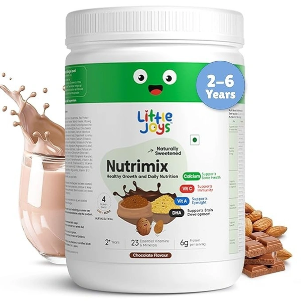 Little Joys Chocolate Nutrimix 350g Powder|2-6 Year|No Refined Sugar|with 24 essential Vitamin & mineral|6g protein per serving|Supports Healthy Growth & Boosts Immunity|with Ragi,Bajra,Almonds & Oats