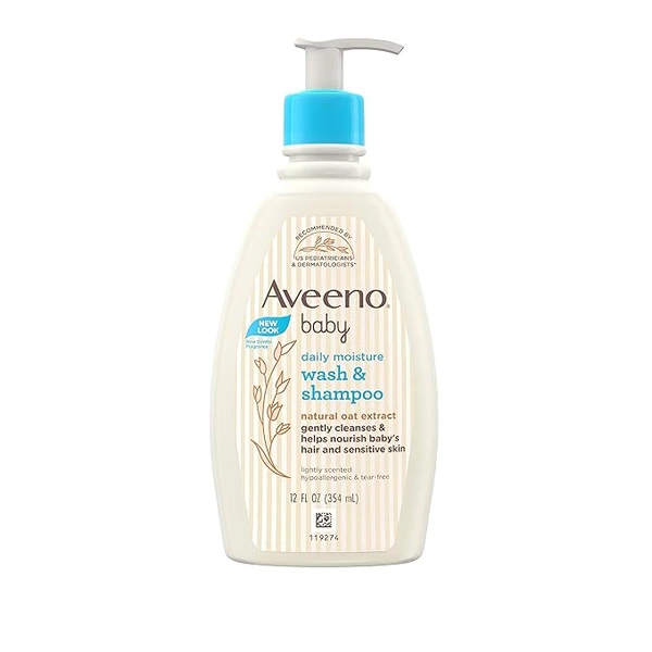 Aveeno Baby Daily Moisture Wash & Shampoo for Delicate Skin (354ml)