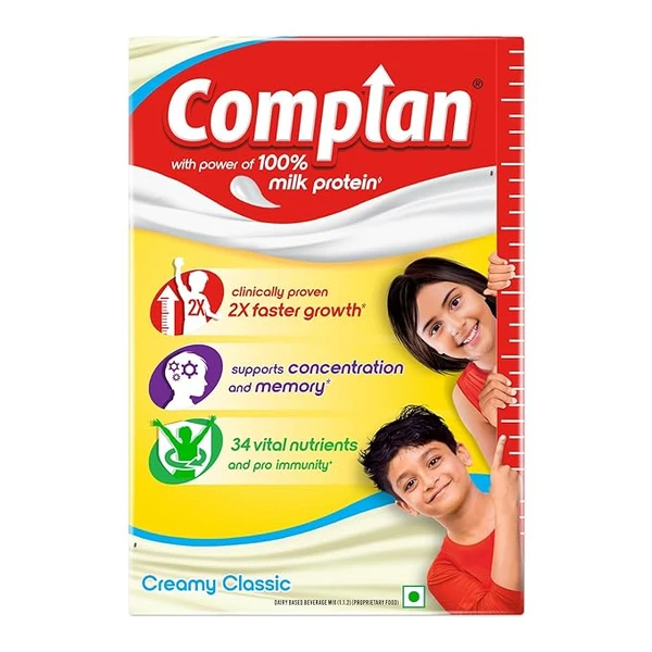 Complan Nutrition and Health Drink Creamy Classic 500g, Refill pack with power of 100% Milk Protein and contrains 34 Vital Nutrients