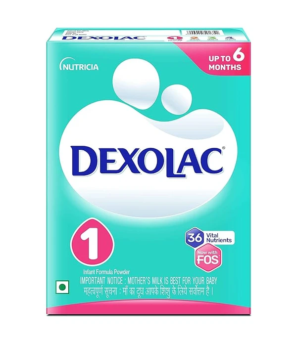 Dexolac Infant Formula Milk Powder for Babies - Stage 1 (Upto 6 months) - with FOS and 36 Vital Nutrients - 400g - BIB Pack