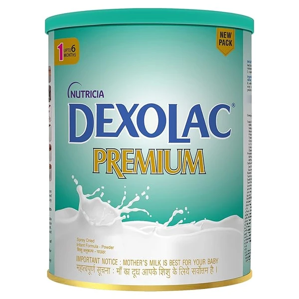 Dexolac Premium Stage 1 Infant Formula Milk powder for Babies (upto 6 months), 400g, Tin