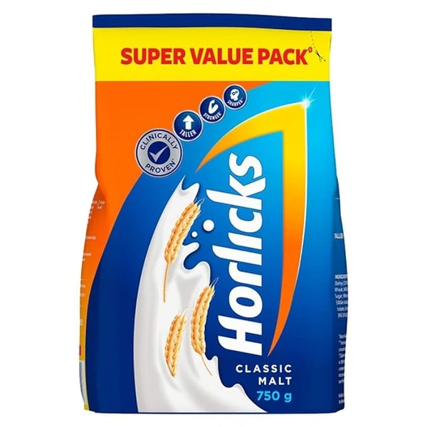 Horlicks Health & Nutrition Drink for Kids, 750g Refill Pack | Classic Malt Flavor | Supports Immunity & Holistic Growth | Health Mix Powder