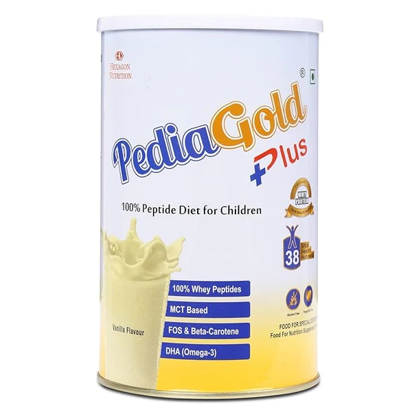 PEDIAGOLD PLUS- 100% Peptide Diet for Children - Vanilla Flavour - 400g Tin