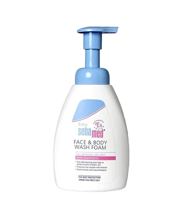 Sebamed Baby Face & Body Wash Foam|Ph 5.5|With Panthenol & natural Bisabolol| For delicate, dry skin