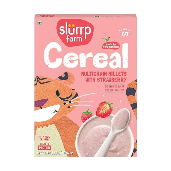 Slurrp Farm Cereal, Ragi, Rice and Banana with Milk, Instant Healthy Food, NO Added Sugar, Mildly Sweetened with Date Powder, 200 g