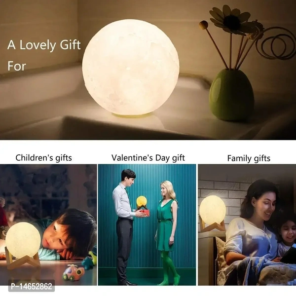  Ver2 aa Mini 3D Moon Lamp 3 Colour Changing Moon Night Lamp, Moonlight Lamp with Stand And USB for Bedrooms Valentine Gifts| Festival Gifts| Corporate Gifts| Wedding Gifts (Mini)*/ 03 - Free