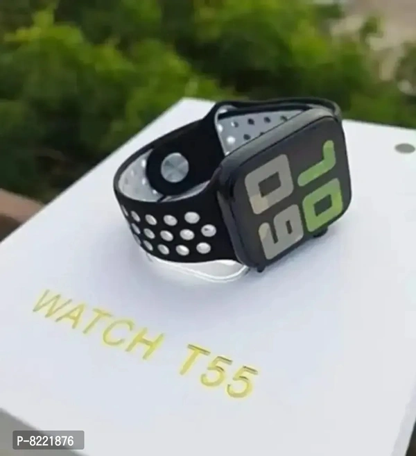 T55 Smart Watch with Scroll working Smartwatch With Stainless Strap Smartwatch (White Strap, free size)*