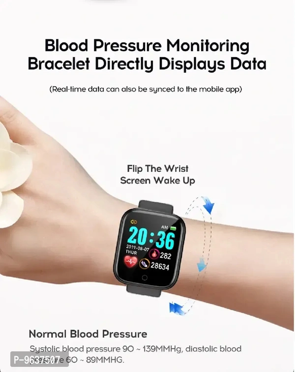 Stylish D20 Smart Watch Men Women SpO2 Monitoring Utra HD DisplayPhone Notification Step Counter Smart Watch*