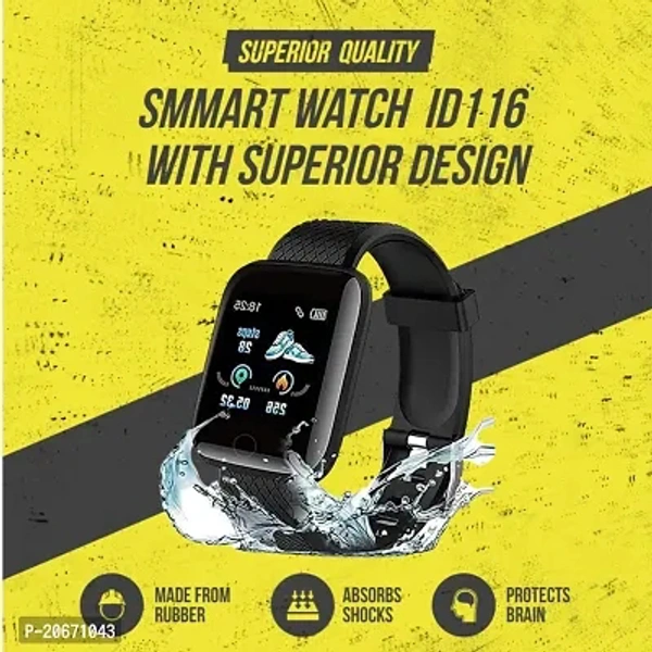 SMART WATCH ID116 Plus Smart Bracelet Fitness Tracker Color Screen Smartwatch Heart Rate Blood Pressure Pedometer Sleep Monitor (Black)*
