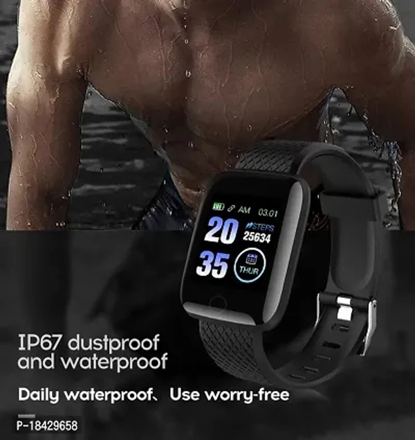 Smartest ID116 Plus Bluetooth Smart Fitness Band Watch with Heart Rate Activity Tracker Waterproof Body, Step and Calorie Counter, Distance Measure, OLED Touchscreen for Men/Women*