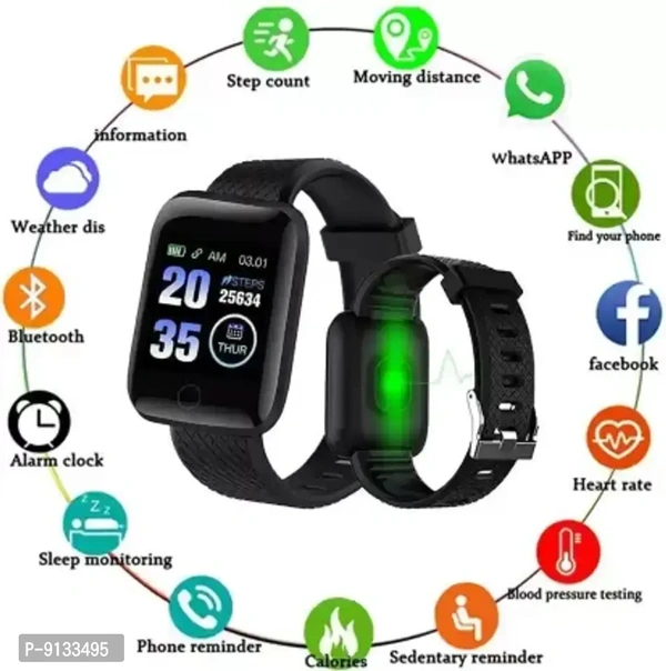 ID 116 IP68 Waterproof Fitness Watch Long-lasting Battery Bluetooth Smart Watch Sports Gym Watch for All Smart Phones