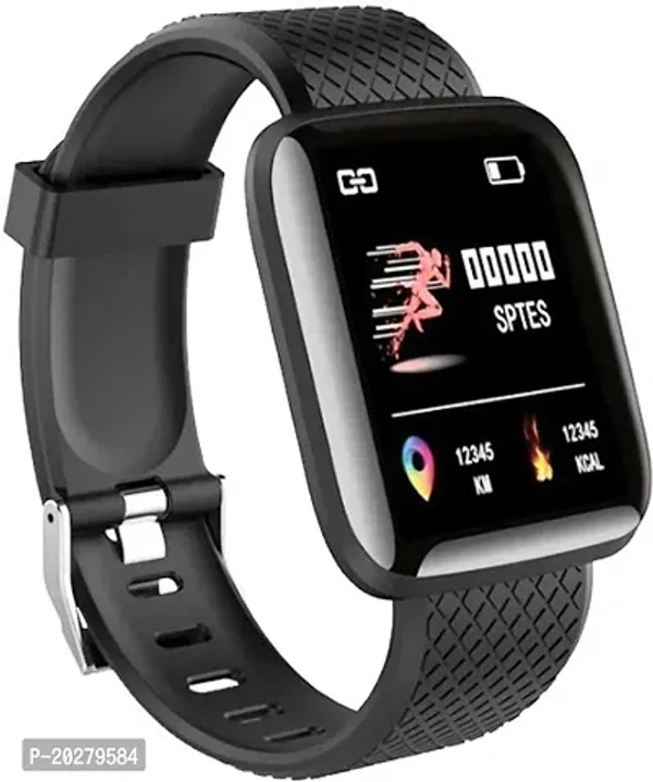 Mi Smart Watch ID116 Plus New Version Bluetooth Smart Fitness Band Watch with Heart Rate Activity Tracker Waterproof Body- Blood Pressure Touchscreen for Men/Women - Black*