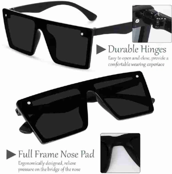UV Protection, Gradient, Riding Glasses Over-size Sunglasses (Free Size) (For Men,Black) - Black