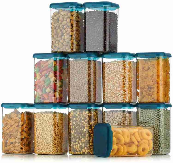 Plastic Grocery Container 1200 ml (Pack of 12, Clear)