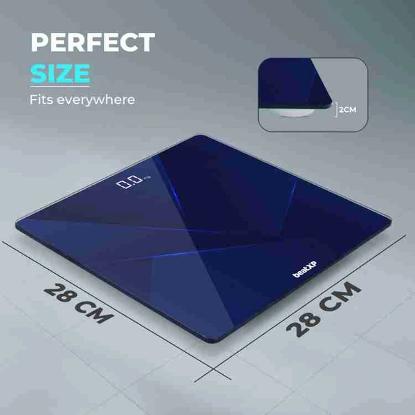 Gravity Prism Digital Weight Machine with Thick Tempered Glass & LCD Display Weighing Scale (Dark Blue) - Cornflower Blue