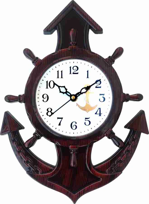 Analog 31 cm X 24 cm Wall Clock (Brown, With Glass, Standard)