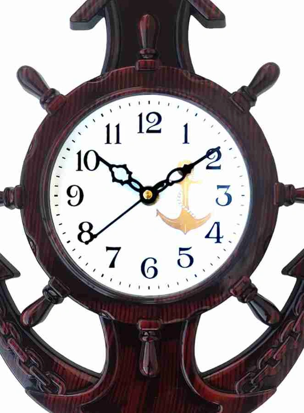Analog 31 cm X 24 cm Wall Clock (Brown, With Glass, Standard)