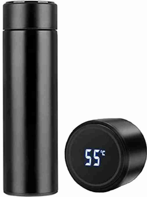 Smart Vacuum Insulated kivalo Water Bottle with LED Temperature Display 500 ml Bottle (Pack of 1, Black, Steel)