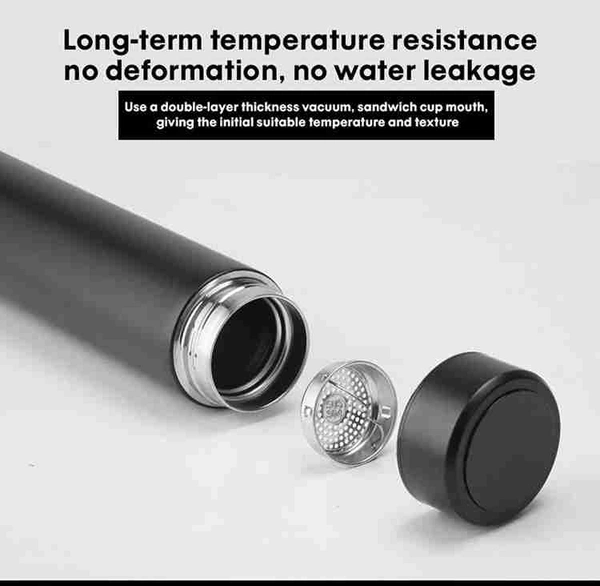 Smart Vacuum Insulated kivalo Water Bottle with LED Temperature Display 500 ml Bottle (Pack of 1, Black, Steel)