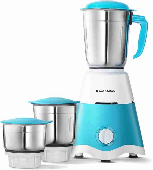 Longway - Super Dlx 700 W Mixer Grinder (3 Jars, White & Blue) - Black