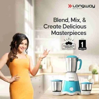 Longway - Super Dlx 700 W Mixer Grinder (3 Jars, White & Blue) - Black