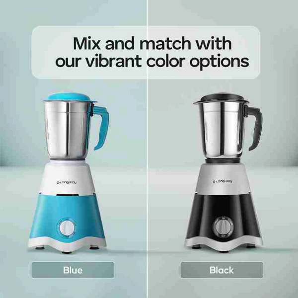 Longway - Super Dlx 700 W Mixer Grinder (3 Jars, White & Blue) - Black