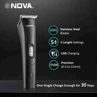 NOVA NHT 1039 USB Trimmer 45 min Runtime 4 Length Settings (Black) - Black