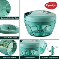 Pigeon Polypropylene Mini Handy and Compact Chopper with 3 Blades for Effortlessly Chopping Vegetables and Fruits for Your Kitchen (12420, Green,