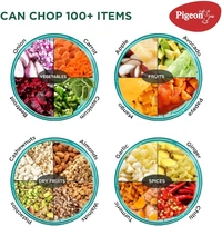 Pigeon Polypropylene Mini Handy and Compact Chopper with 3 Blades for Effortlessly Chopping Vegetables and Fruits for Your Kitchen (12420, Green,