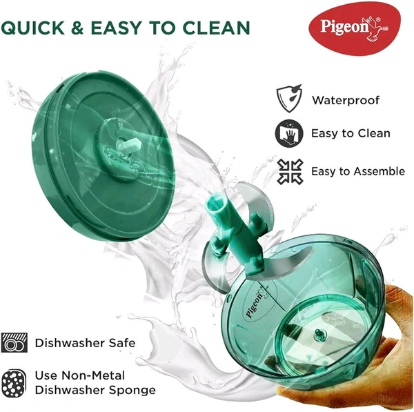 Pigeon Polypropylene Mini Handy and Compact Chopper with 3 Blades for Effortlessly Chopping Vegetables and Fruits for Your Kitchen (12420, Green,
