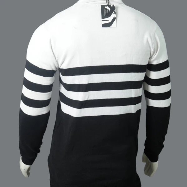 BLACKSANDWHITE Half Black & White Sweatshirt with Black Stripes - M