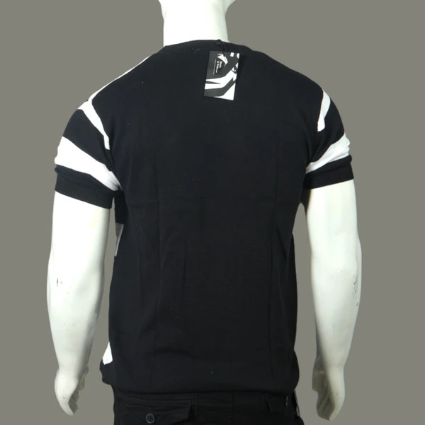 BLACKSANDWHITE Black and White Striped T-Shirt - M