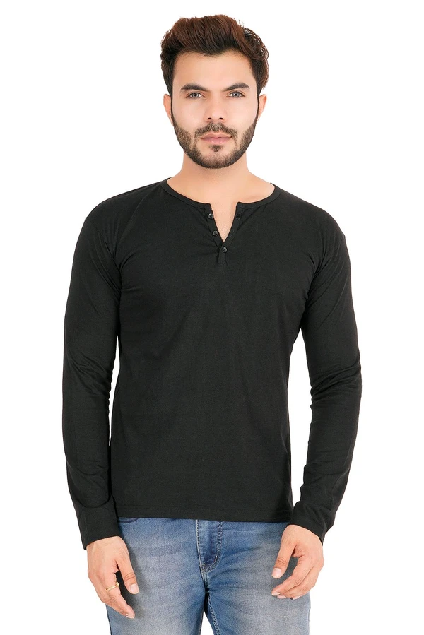 BLACKSANDWHITE Henely Style Black T-shirt - M