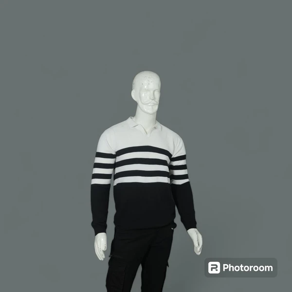 BLACKSANDWHITE Half Black & White Sweatshirt with Black Stripes - M