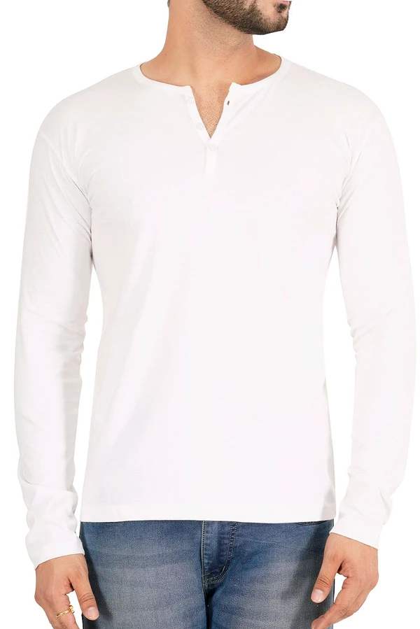 BLACKSANDWHITE BlackSandWhite Relaxed Fit Henley Neck Long-Sleeve T-Shirt - M, White