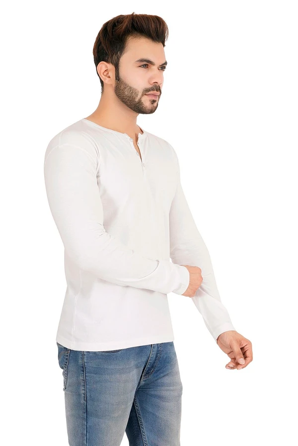 BLACKSANDWHITE BlackSandWhite Relaxed Fit Henley Neck Long-Sleeve T-Shirt - M, White