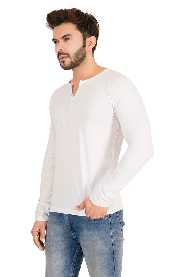 BLACKSANDWHITE BlackSandWhite Relaxed Fit Henley Neck Long-Sleeve T-Shirt - M, White