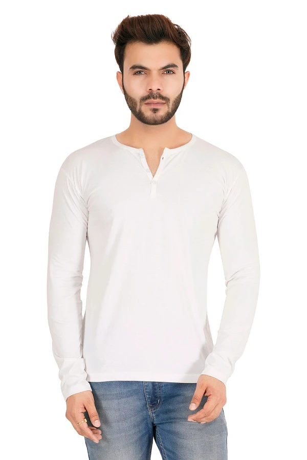 BLACKSANDWHITE BlackSandWhite Relaxed Fit Henley Neck Long-Sleeve T-Shirt - M, White