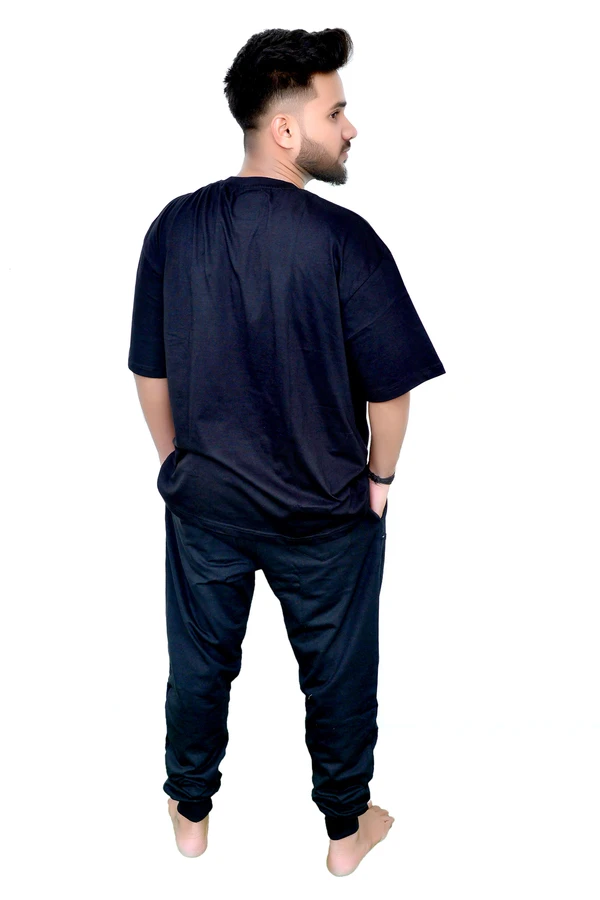 Men Black Oversized T-shirt By BLACKSANDWHITE - 3XL, Black