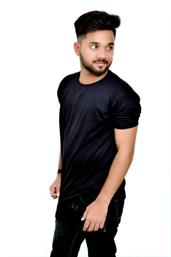 Men Black Pure Cotton T-shirt By BLACKSANDWHITE - L, Black