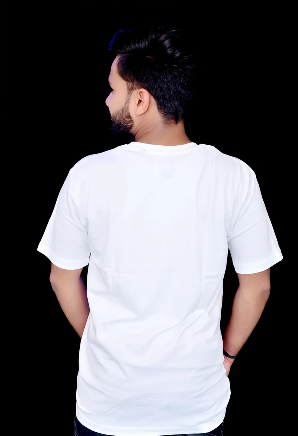 Men White Pure Cotton T-shirt By BLACKSANDWHITE - M, White