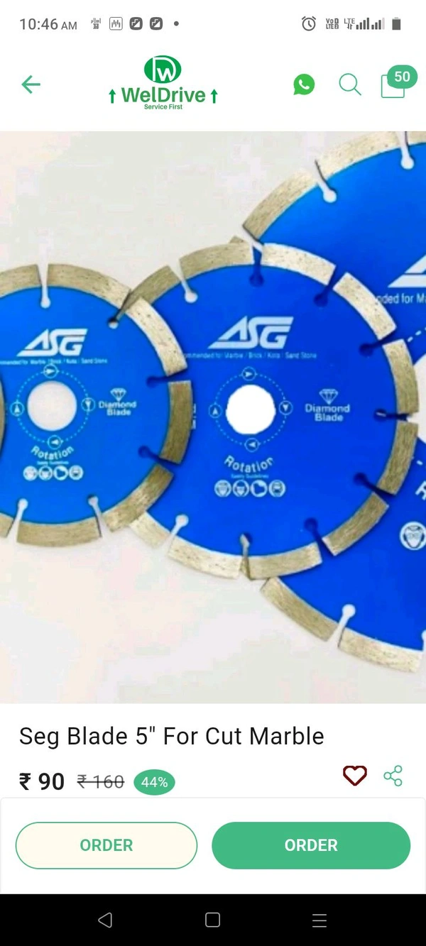 Sow Blade Blue 5" For Cut Marble