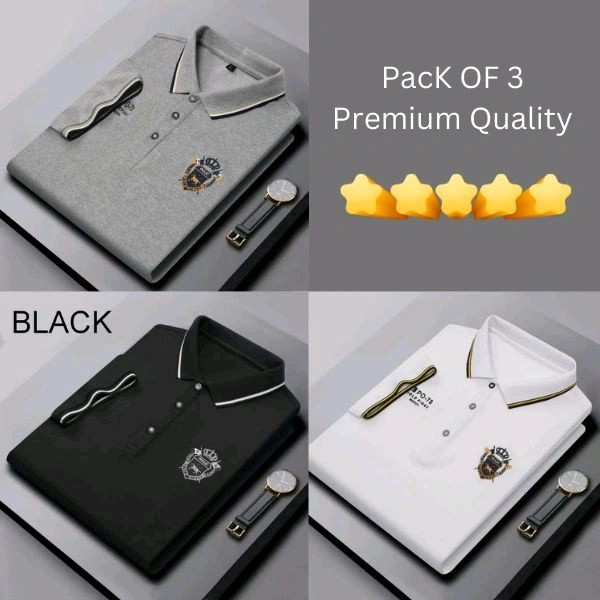 BCOZY US Polo T-Shirt Pack Of 3 | Half Sleeve | 220 GSM | Premium Quality - XXL-44