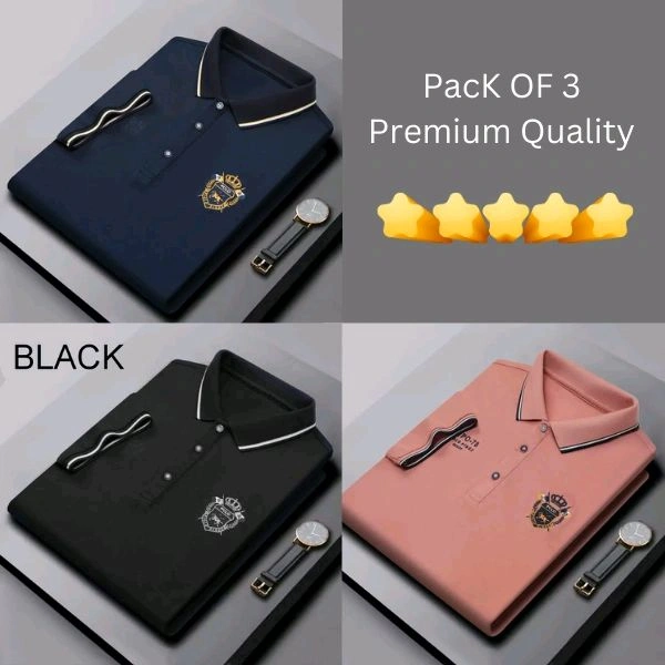 BCOZY US Polo T-Shirt Pack Of 3 | Half Sleeve | 220 GSM | Premium Quality - XL-42